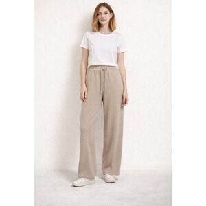 Zara Wide Leg Fleece Sweet Pants Womans M Neutral Soft Thick Lounge Minimalist